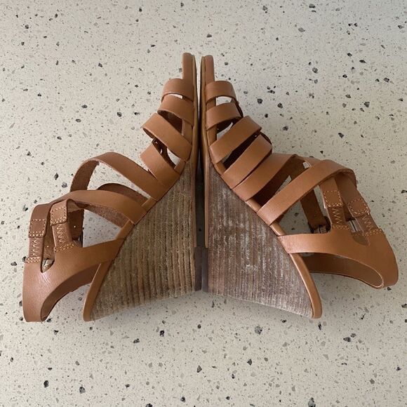 Steve Madden Venis Natural Leather Strappy Wedge Sandals Women’s Size 7.5 - Picture 5 of 13